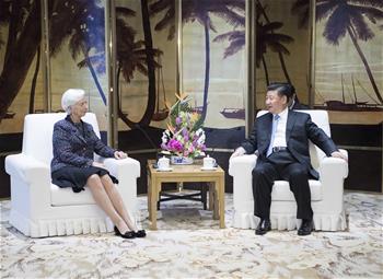시진핑 주석, 크리스틴 라가르드 국제통화기금 총재 회견