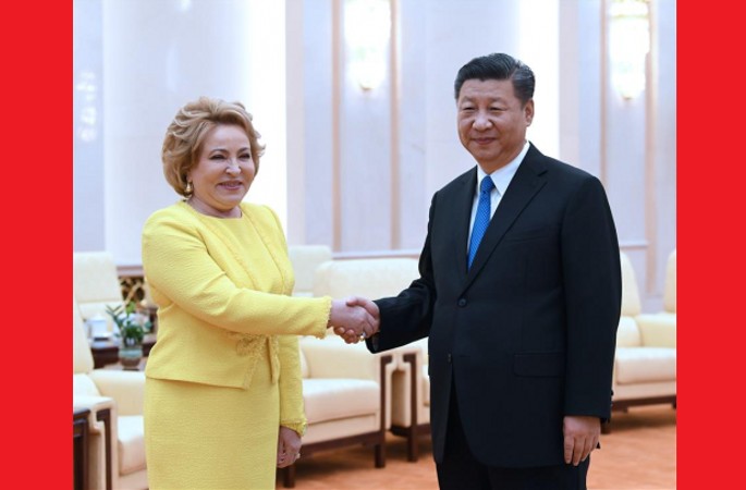 시진핑 中 국가주석, 마트비옌코 러시아 상원 의장 회견