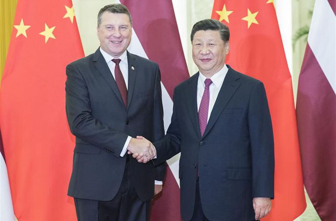 시진핑 中 국가주석, 베요니스 라트비아 대통령 회견