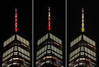 뉴욕 월드트레이드센터 1번 빌딩 점등…중국 새해 축하