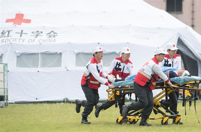 ‘동심협력—2019’ 중국적십자회 응급구조 종합훈련 저장서 거행