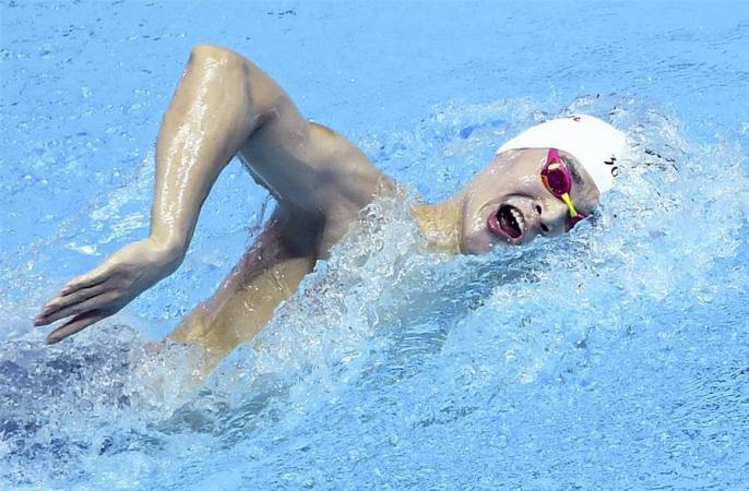 수영—中 선수 쑨양, 남자 400미터 자유형 우승