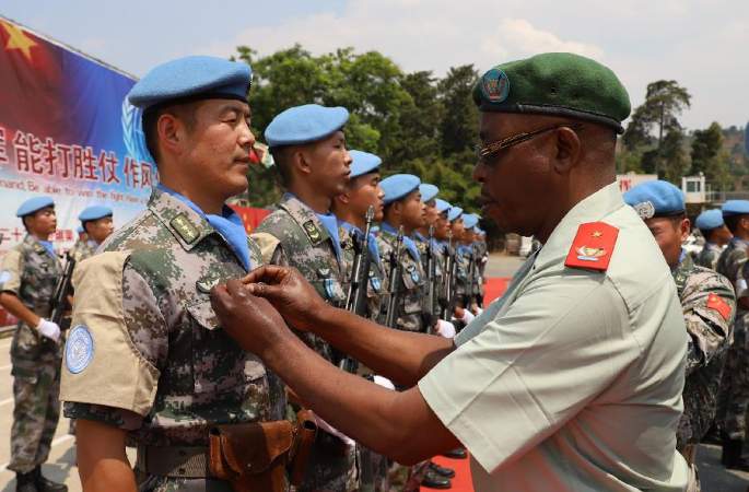 콩고 주재 中 제22회 평화유지부대 장병 218명, 유엔으로부터 ‘평화영예훈장’ 수여 받아