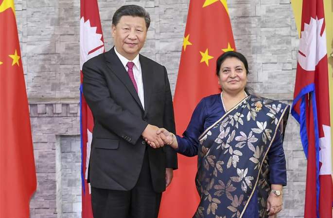 시진핑 中 국가주석, 반다리 네팔 대통령 회견