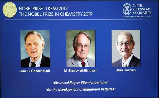 2019년 노벨 화학상에 과학가 3명 공동 수상