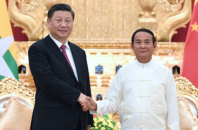 시진핑 中 국가주석, 윈 민 미얀마 대통령과 회담