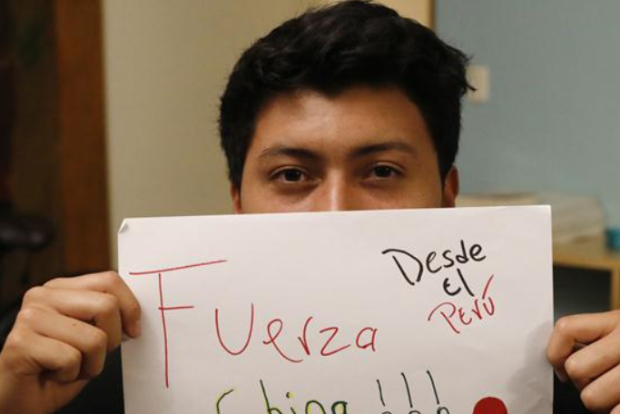멀리서 온 축복—페루 소년, 중국 응원
