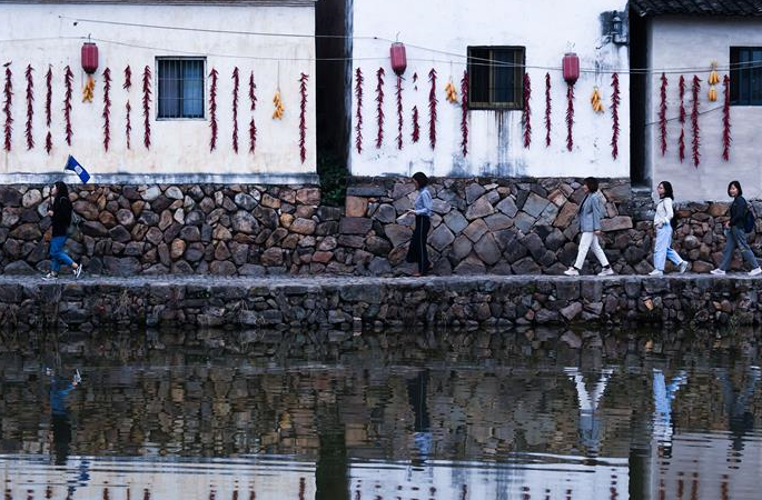 황금빛 가을 익어가는 옛 촌락, 가을걷이 농작물 말리기 풍경