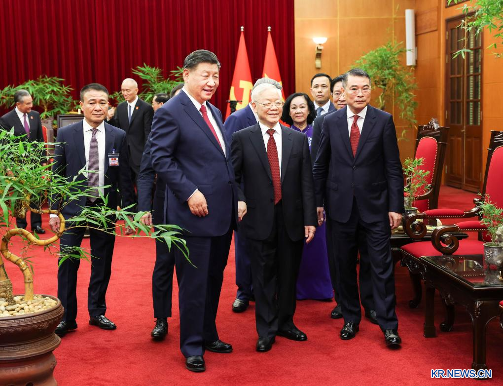 中 시진핑 주석 응우옌 푸 쫑 베트남공산당 서기장과 회담 Xinhua 0258